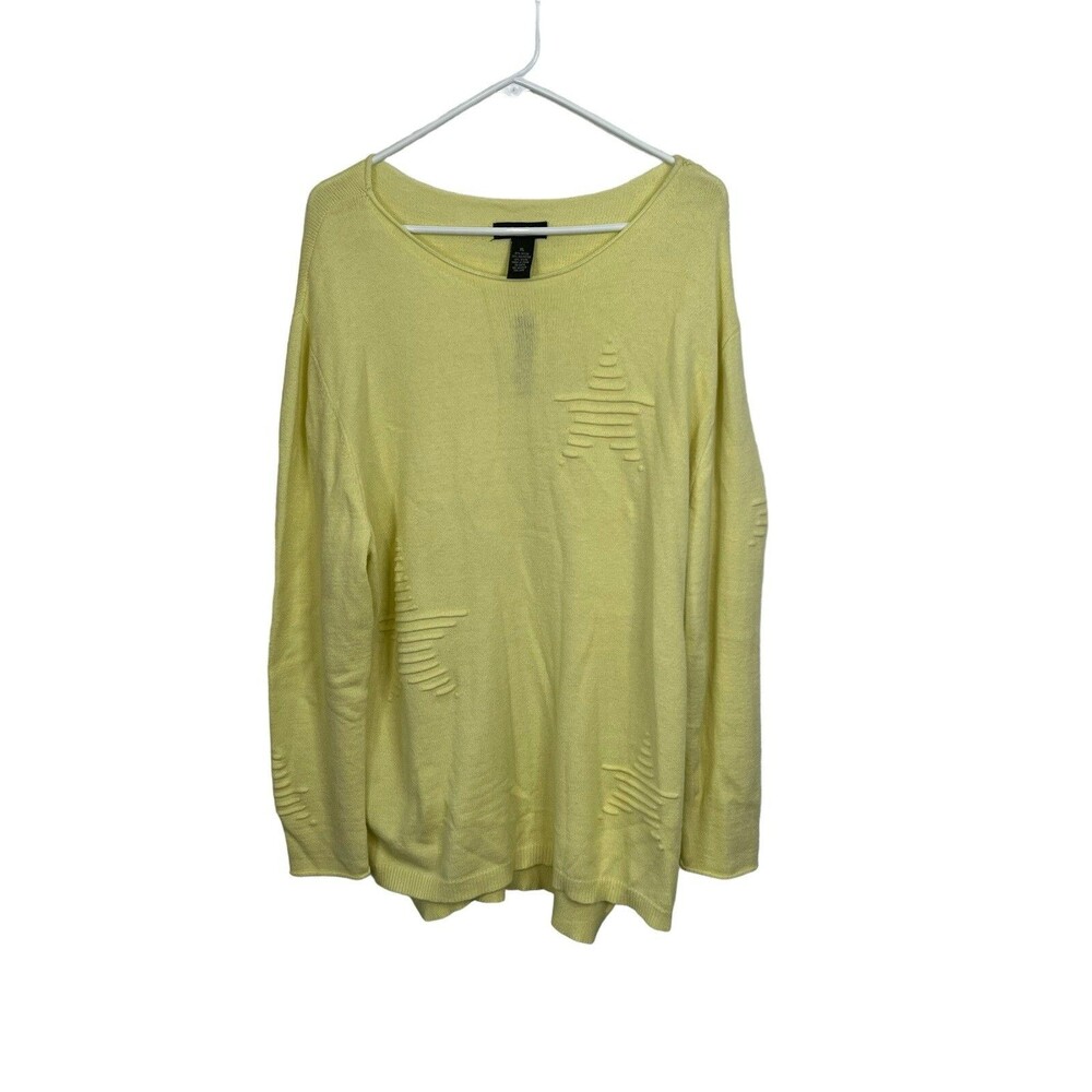 New Grace Womens Sweater Yellow/Green Size XL Star Pullover Tunic NWT